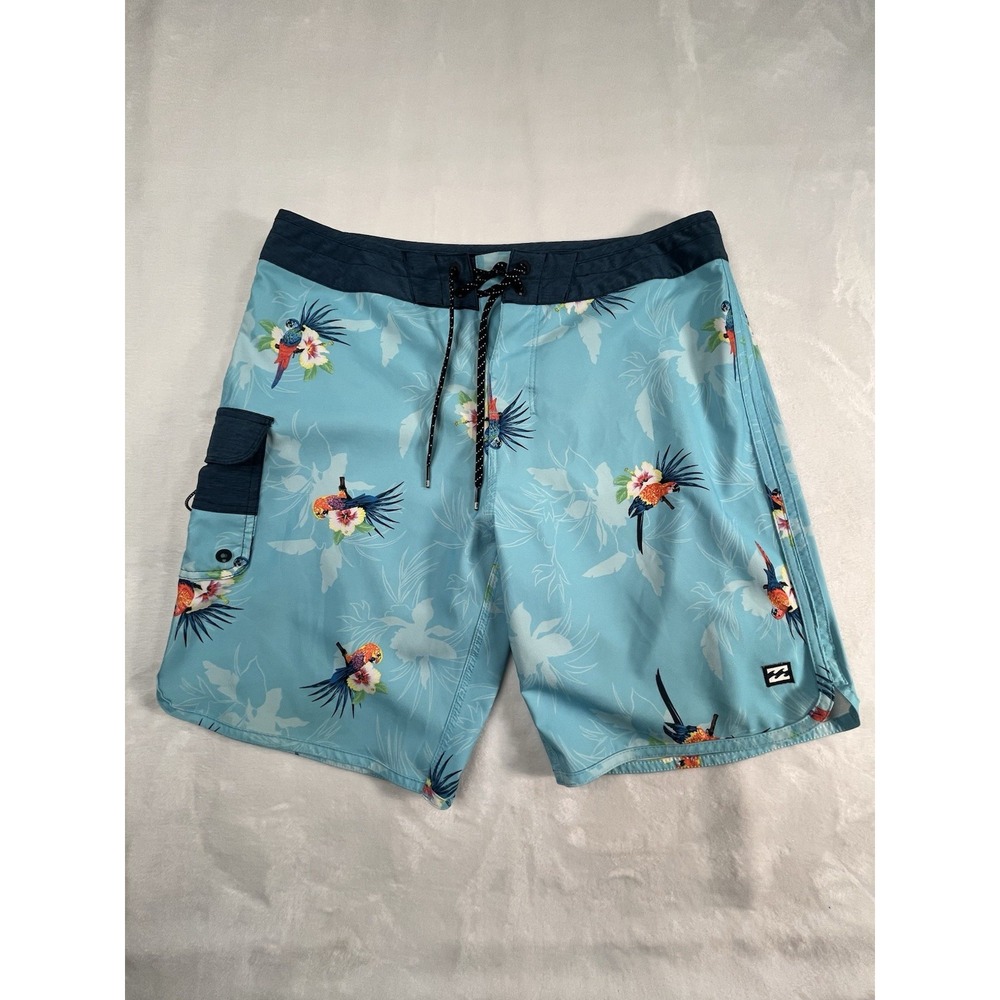 Billabong Mens 32 Board Shorts Blue‎ Parrot Recycler 73 Airlite